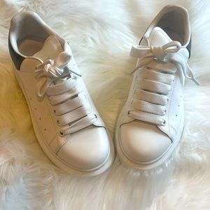 Size 38/8 Alexander McQueen white w/black oversized sneakers